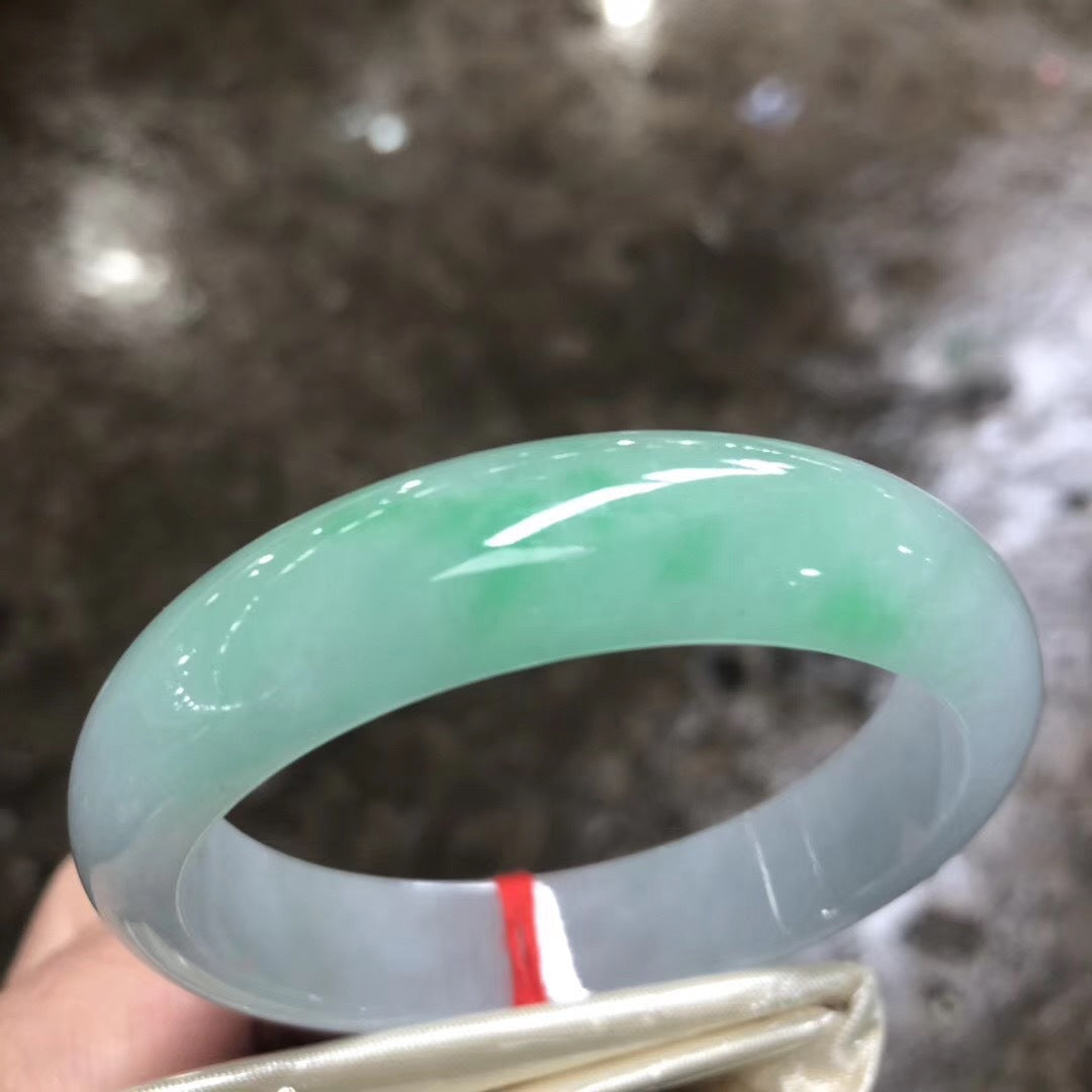 Jade Bracelet Ice jade floating green bracelet Myanmar old pit jade semi-green floating jade bracelet wholesale women&#039;s models