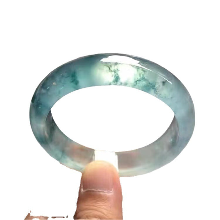 Jade Bracelet Myanmar Laokeng Ice Seed Floating Flower Jade Bracelet Floating Blue Flower Jade Bracelet Female Original Stone Clear Water Jade Bracelet