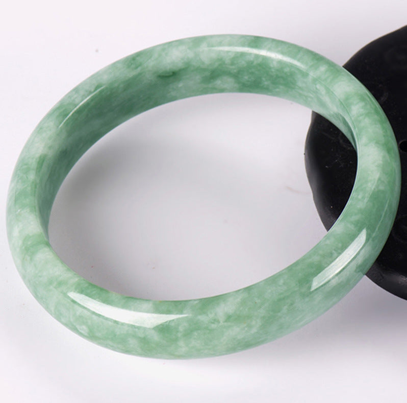 Jade Bracelet Jade Jade A Goods Bracelet Raw Stone Polished Jade Color Light Green Floating Flower Guizhou Cuiyu Bracelet Bracelet and Bracelet Wholesale