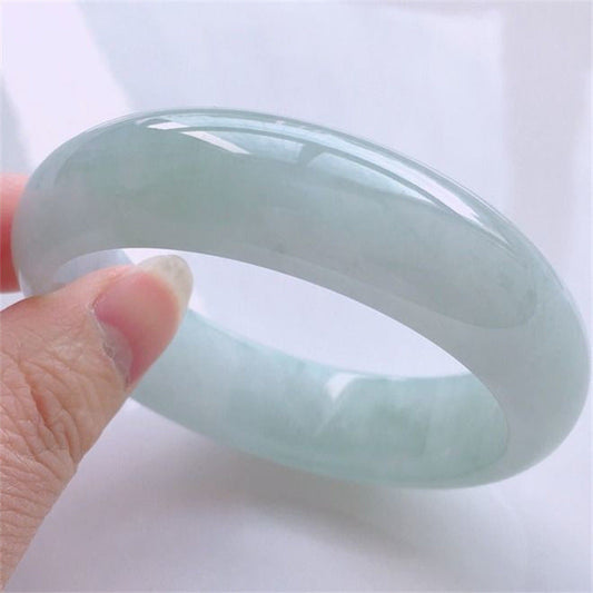 Jade Bracelet Myanmar Jade Bracelet Ice Type Light Green Oil Green Jade Bracelet Women's Fresh Bracelet Float Flower Yang Green Ice Glutinous Seed Band Certificate