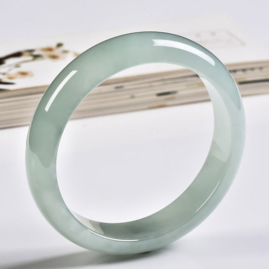 Jade Bracelet Jade bracelet, ice glutinous species, white moonlight, clear bottom, blue water jade bracelet, jade ring, bracelet, girl, send relatives and friends to mother